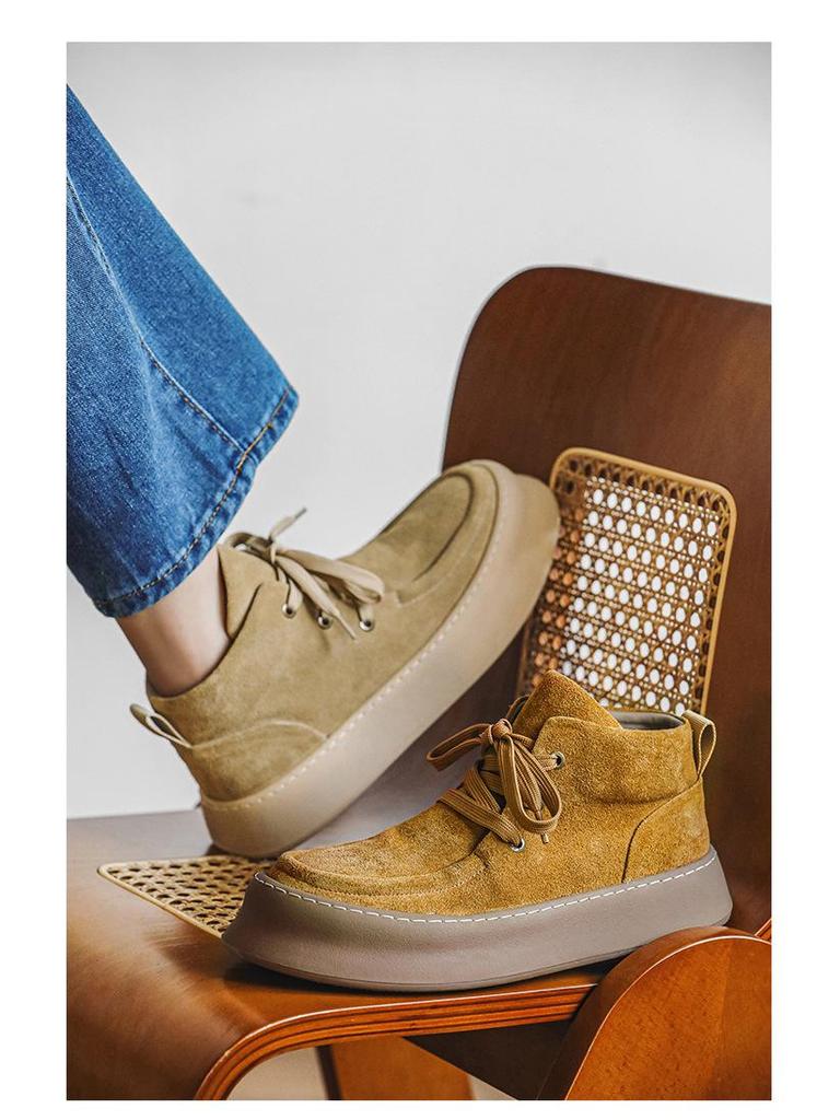 Men's Suede Leather High-Top Velvet Martin Boots - Lace-Up Thick-Soled Casual Shoes for Autumn/Winter
