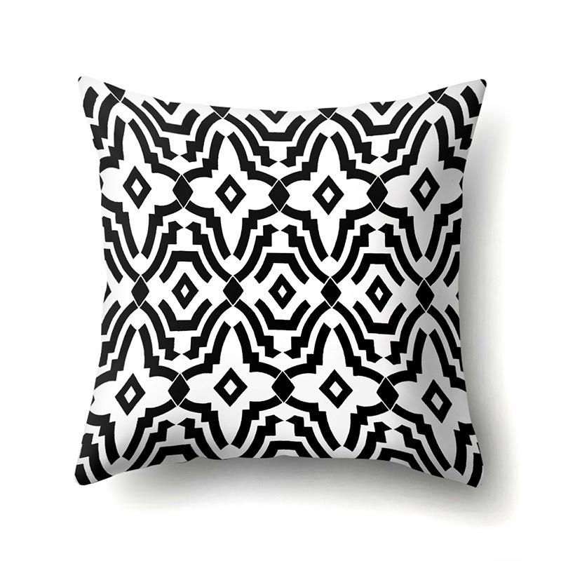 Polyester Pillow Case Car Decoration Home Printed Black and White Geometric Car Cushion Head Cushion Cover