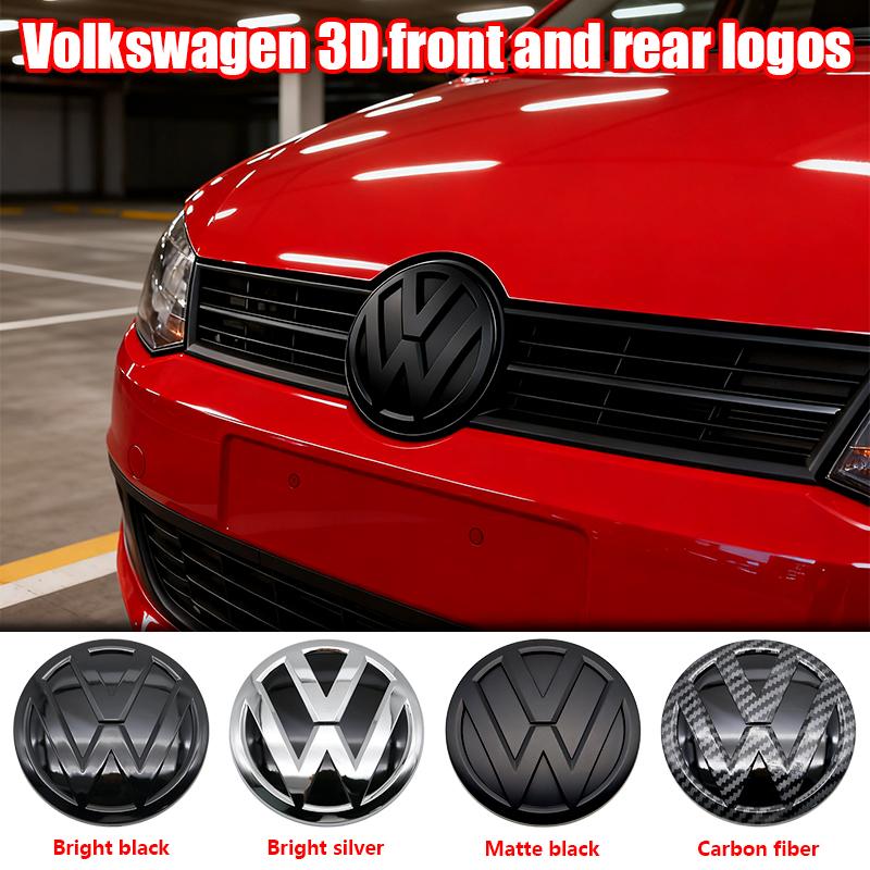 W1611Pc For Volkswagen Polo Car Emblem Logo With VW Polo 2014 2015 2016 2017 2018 Car Logo 122mm Front Bonnet Hood 110mm Rear Trunk