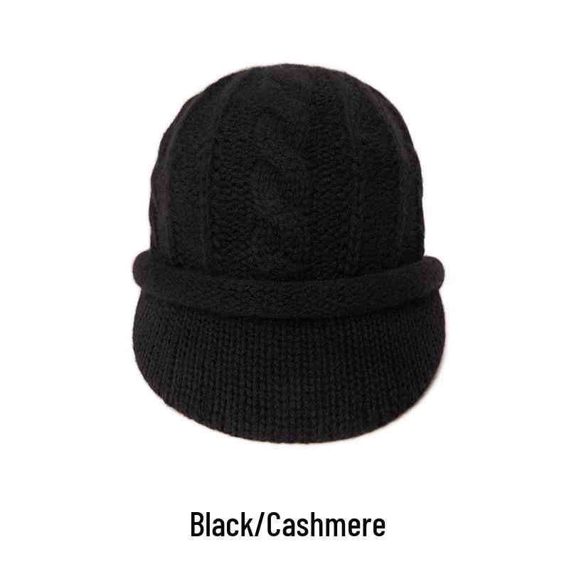European and American 100% Pure Cashmere Knit Slouchy Hat - Warm & Versatile for Autumn and Winter