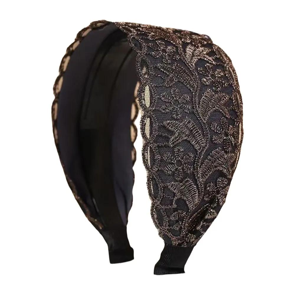 Fashion Vintage Lace Hair Hoop Anti Slip Hollow Lace Hairband Head Wrap Hair Accessories Elegant Women's Wide Headband Daily Use