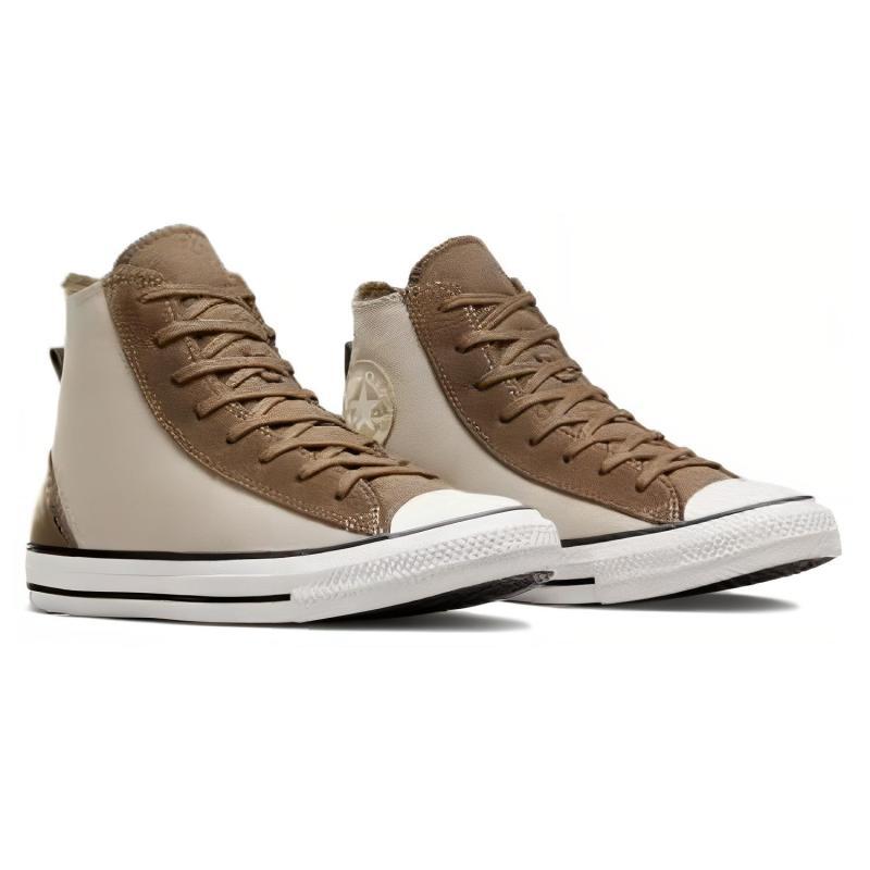 Converse All Star Perfed Overlays Classic and Versatile Abrasion Wrapping Lightweight High Top Espadrilles Unisex Beige Brown