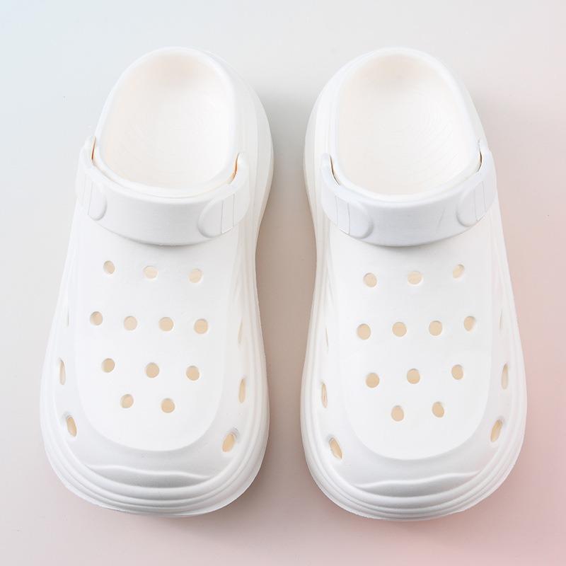 

New thickened bottom hole shoes home non-slip outer hole shoes EVA slippers women s high-heeled hole shoes 35-36 білий