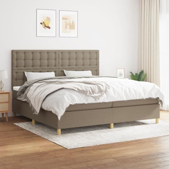 3142685 vidaXL Divan Bed with Mattress Taupe 200x200 Cm Fabric