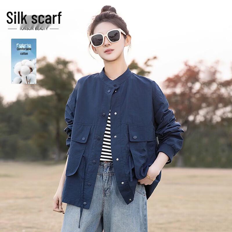 Siboshe Women s Solid Color Long-Sleeve Casual Jacket M