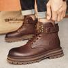 High-end leather tooling boots men's high-top retro Martin boots new