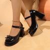 French Mary Jane High Heels Women Spring New Round Toe Shallow Mouth Temperament Not Tired Feet Bow Platform Single Shoes