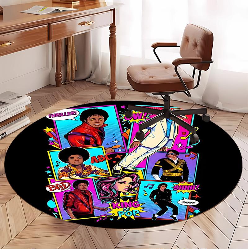 Tappeto Rotondo con Motivo Michael Jackson, Tappetino da Interno/Esterno, per Picnic, Sala Giochi, Camera da Letto, Ufficio, Soggiorno, Tappeto Decorativo per la Casa, Regalo di Compleanno