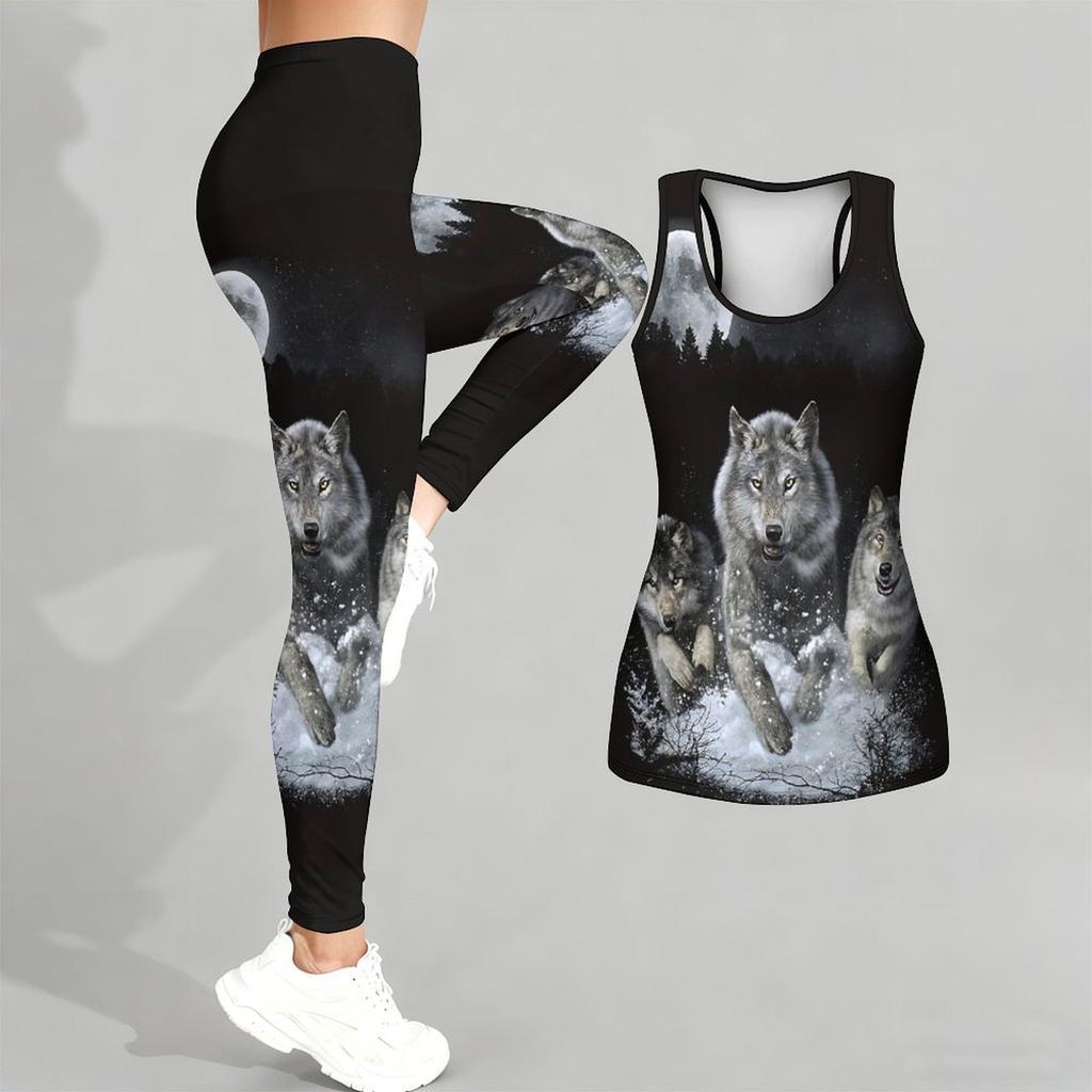 Unity of Animals Pattern Print Yoga Outfit for Women Fashion Workout Leggings Fitness Sports Casual Yoga Set Sports Suit