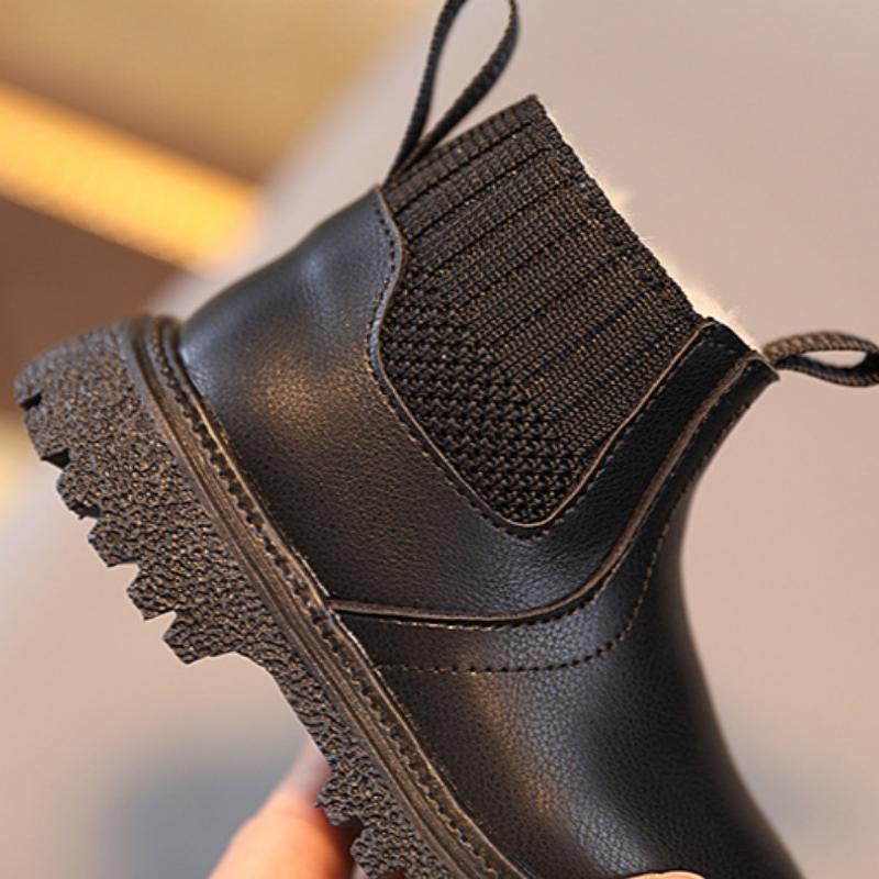 Bottes courtes chaudes en coton épais et velours pour enfants, automne et hiver, style britannique, pour garçons et filles