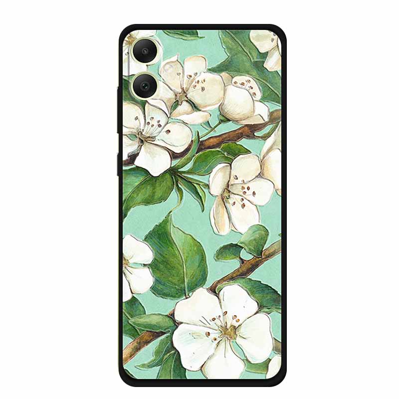 3D Emboss Case For Samsung Galaxy A06 M06 F06 A05 M05 F05 Phone Case A 06 M 05 Flower Black Silicone Soft Back Cover Coque Funda