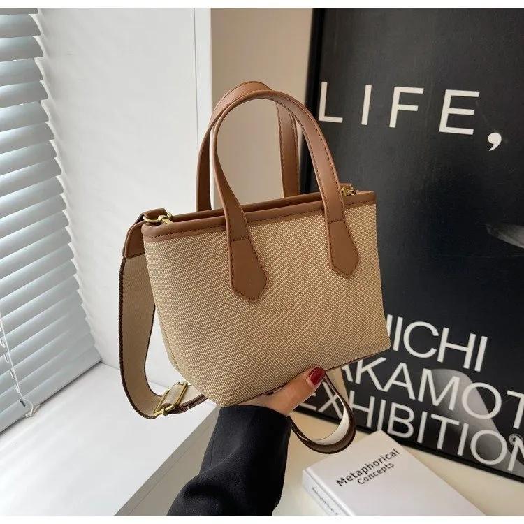 Simplicity Pu Zipper Ladies Top-Handle Bags Fashion Contrasting Colors Trend Shoulder Bags