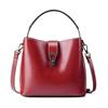 Oil wax leather wide shoulder strap versatile portable large-capacity women's messenger bag new leather bag women's premium bucket bag