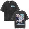 Anime Washed Vintage T Shirts Jojo Bizarre Adventure Tshirt Manga Giorno Giovanna Streetwear Men Women Casual Oversized T Shirt
