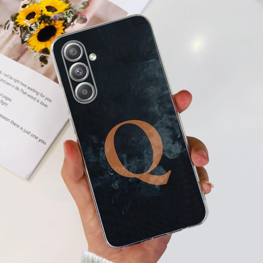 For Samsung Galaxy A55 A35 A25 5G Case 2024 New Cute Letters Flower Transparent Soft Cover For Samsung A55 5G SM-A556B TPU Funda