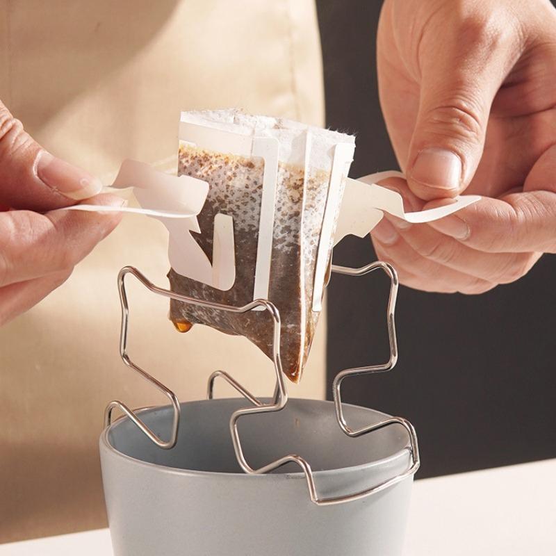 1/3/5pcs Coffee Drip Filter Bag Holder Reusable Stainless Steel Drip Bag Holder Coffee Cup Dripper Filter Paper Bag Shelf KFQJ03 3