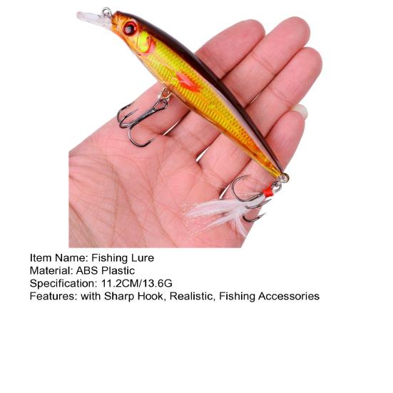 11.2CM/13.6G Minnow Bionic Lure with Sharp Hooks Tongue Hard Artificial Swimbait Freshwater Saltwater Trout Bass Fishing Accessories
