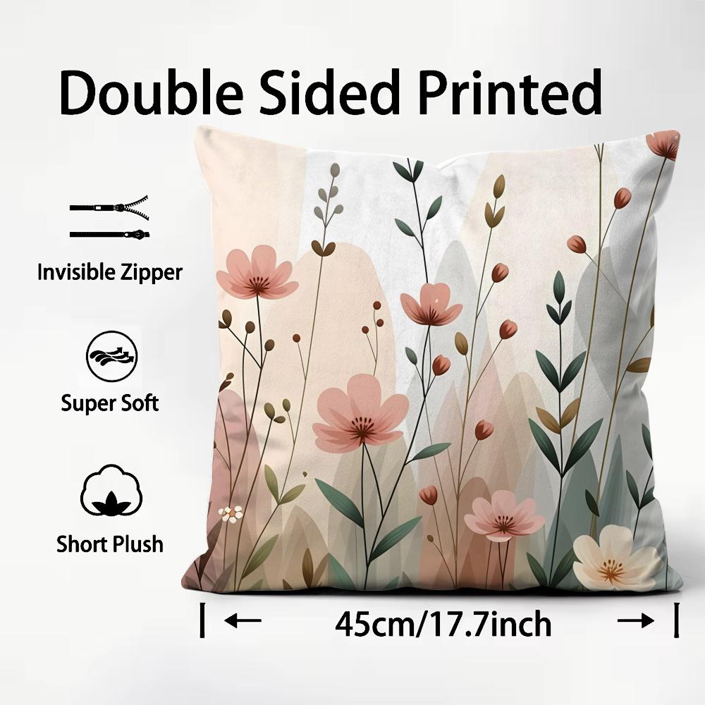 Little Flowers INS Cushion Cover Plush Fabric Soft DoubleSided Printed Sofa Warm Winter Home Child Gift Pillow Case