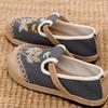 Johnature Bestickte Stoffschuhe im ethnischen Stil, Baumwolle und Leinen, weiche Sohle, atmungsaktiv, gewebt, flache Damenschuhe