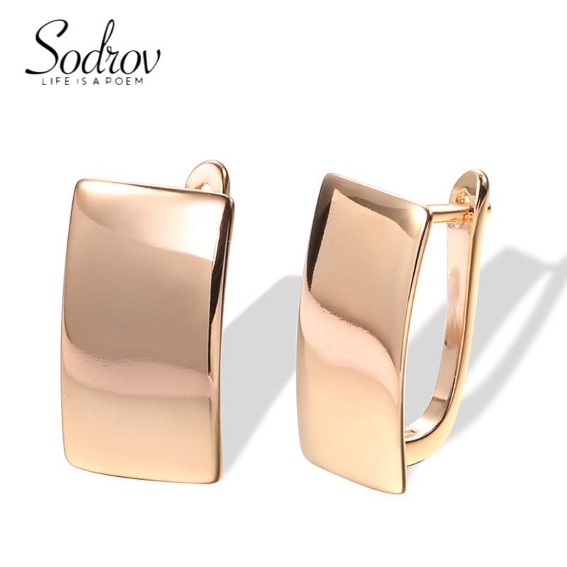Fashion Glossy Dangle Earrings Rose Gold Color Simple Square Earrings For Women