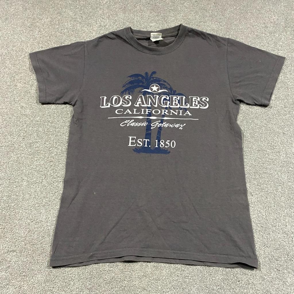 Los Angeles California Graphic T-Shirt Mens S Gray Palm Tree Classic Getaway Tee