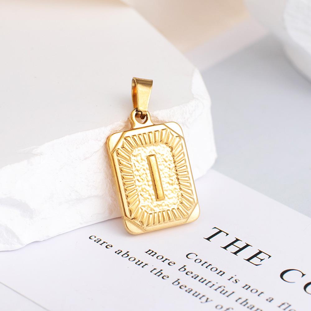 New Electroplated Square Copper Plate English Letter Pendant - Handmade Gold Medal Design.