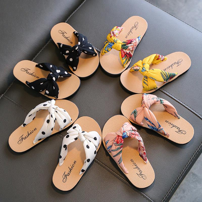 Sandalen für Mädchen im Bohemian-Stil, Schwamm, bequem, weich, lässig, für drinnen und draußen, bedruckter Stoff, Kinder-Sandalen, Hausschuhe