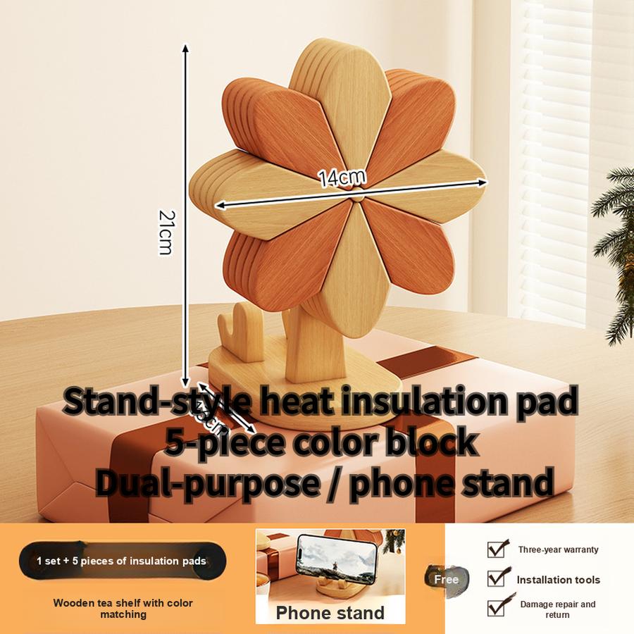 Luxury Wind Chime Heat-Resistant Pad Table Decor Creative Home Goods Solid Wood Foldable Placemats