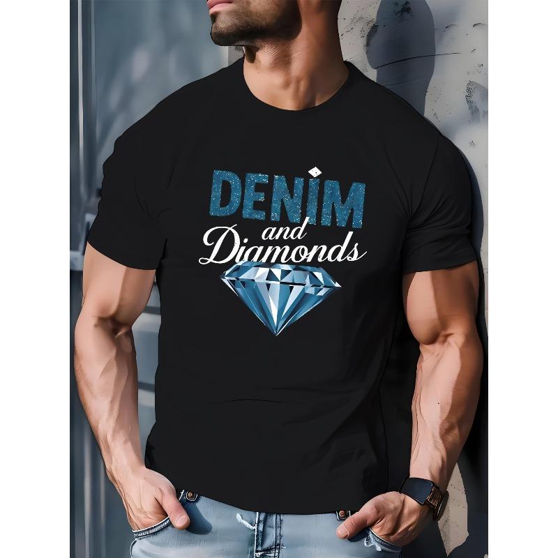 European sizes Men's Oversized Short-Sleeve T-Shirt with Letter "" & "" Back Print - Summer Casual Round Neck Tee
