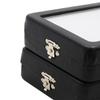 Black Pu Leatherette Bare Stone Box With Buckle Gem Rhinestone Jewelry Storage Naked Container Transparent Window Display