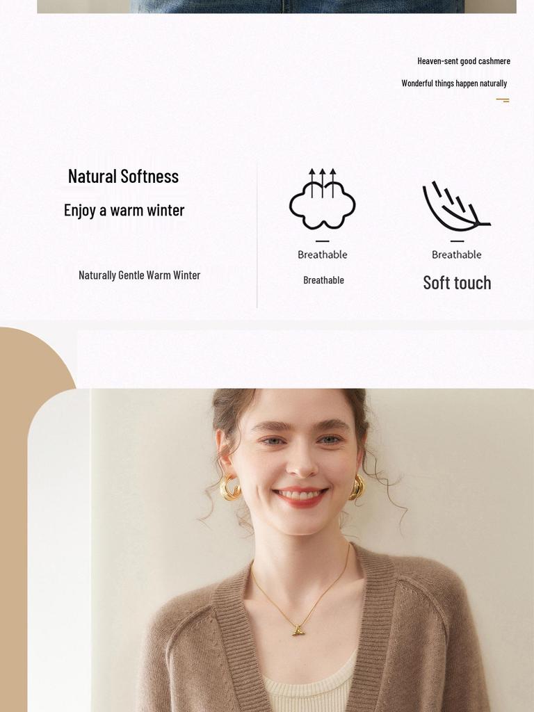 2025 Korean Style Cashmere V-Neck Mélange Sweater Cardigan for Women