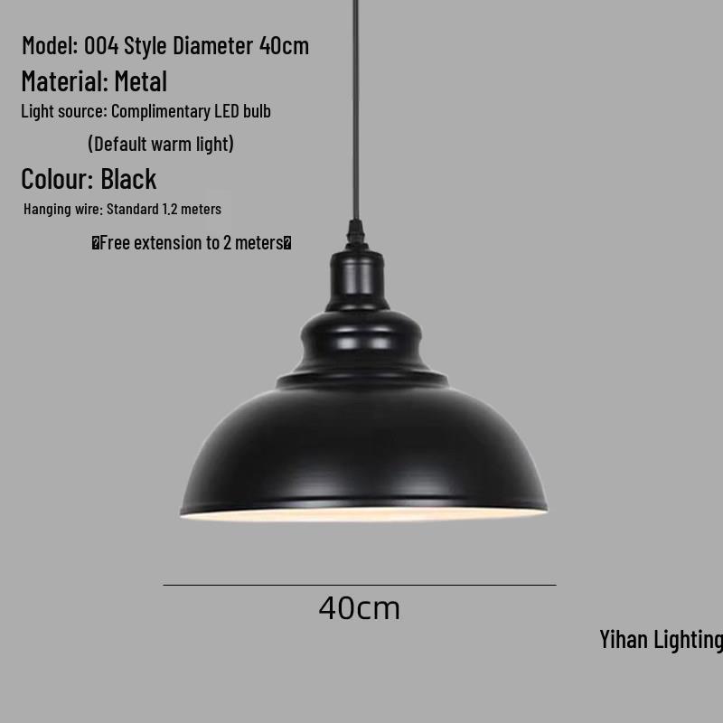 Modern Nordic Single-Head Pendant Light for Hotels, Bars, and Restaurants - Industrial Retro Style Lampshade.