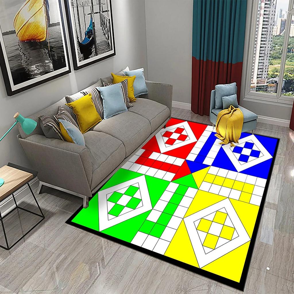 International Chess Flying Chess Carpet Kid Play Games Mat Child Carpet Area Rugs Bedroom Living Room Floor Mat Non Slip Rugs