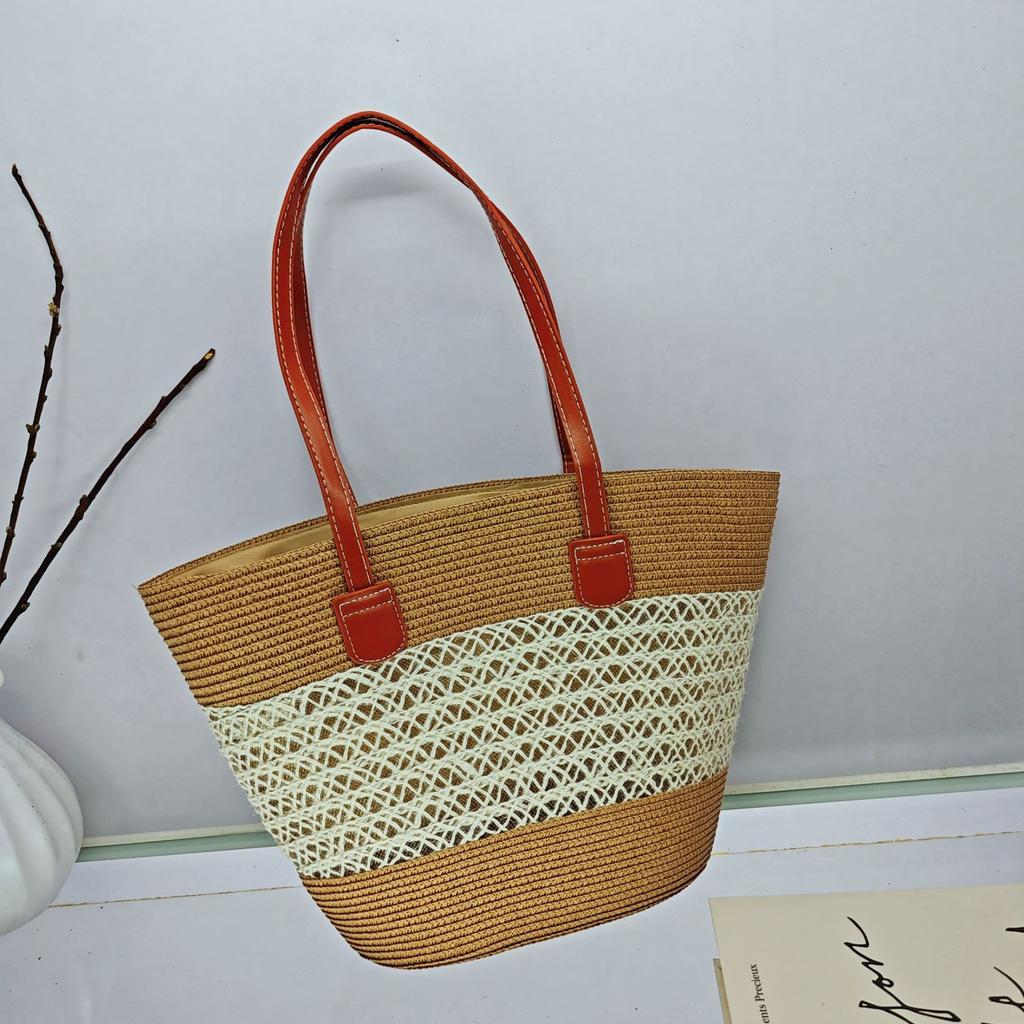 Strohtasche Damen Sommer Rattan Tasche Tragetasche Wind Schulter Strandtasche Nische Literarisch Neu
