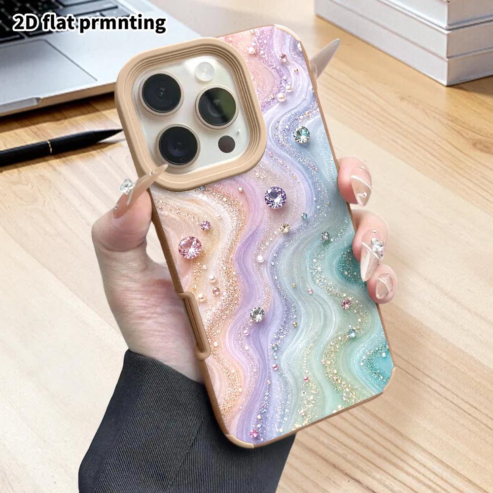 Phone Case: 2D flat lambskin suitable for iPhone 18 17 16 15 14 13 Pro protective case, gem background, Christmas and Halloween gifts