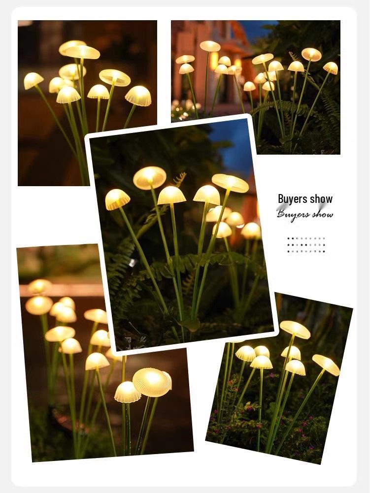 LED Solar Jellyfish Silicone Mushroom Garden Light - Outdoor Decorative Lawn Atmosphere Lamp