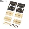 DRELD 10Pcs 24*16mm Furniture Hinges Cabinet Drawer Door Butt Hinge Antique Bronze/Gold Decorative Hinges For Jewelry Box+Screws