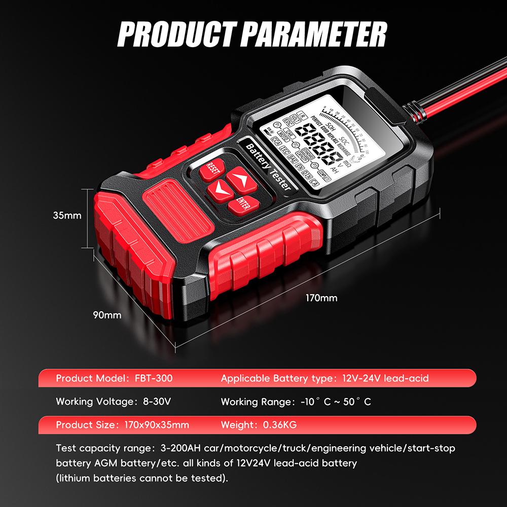 12V 24V Tester autobaterií Test olověných baterií LCD Digitální univerzální měřicí diagnostický nástroj pro nákladní automobily Motocykl SUV