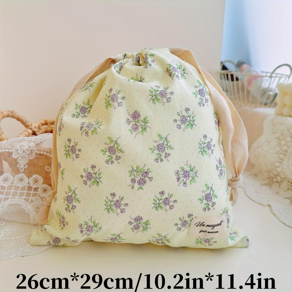 Embroidered Bow Drawstring Bag, Multipurpose Storage Box, Portable Travel and Household Dust Bag, Mom and Diaper Bag
