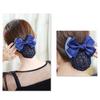 Nurse Stewardess Hair Accessories Bowknot Stripe Net Bun Hair Cover Women Barrette Net Bun Crochet Net Bun Snood