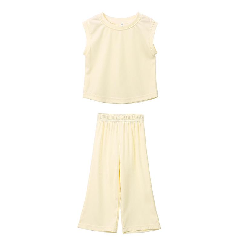 

Летний комплект из двух предметов для девочек из шёлка Ice Silk, летний комплект из двух предметов: жилет без рукавов и штаны 120