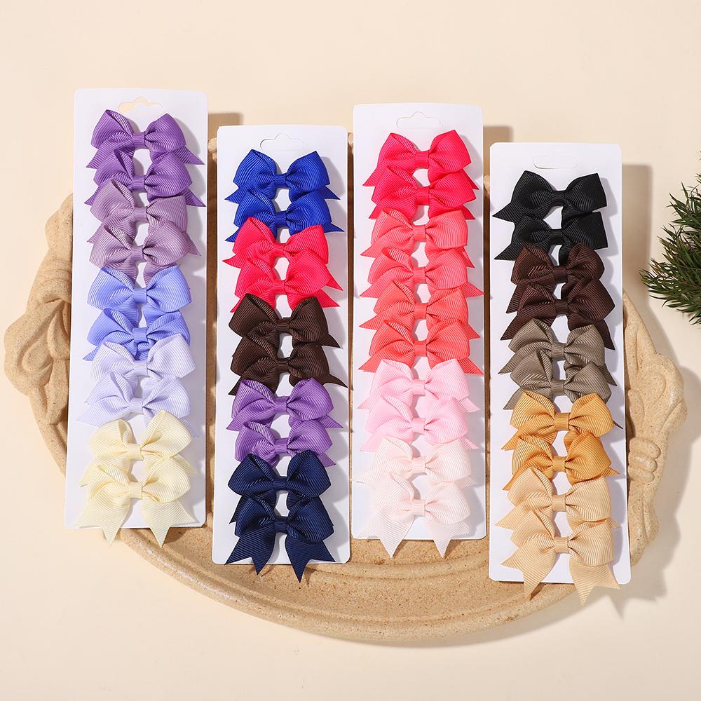 10Pcs/set Cute Solid Bows Baby Hair Clips Candy Color for Girls Princess Hairpins Barrettes Kids  Grosgrain Hair Accessories