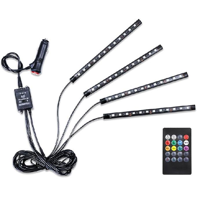 LivTee Smart LED Car Lights Interior with USB Port, LED Strip Fiber Optic Ambient Lighting Car, Wireless App Control, Sync to Music, Car Decorations Interior Lights
