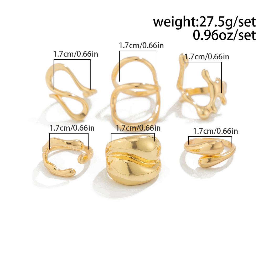 Vintage Smooth Adjustable Joint Open Rings for Women Exaggerated Gold Color Geometric Finger Rings Hip Hop Daily Jewelry Gift New