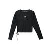 Camiseta de Manga Larga con Cuello Redondo de Malla Deportiva Casual Ajustada para Mujer KB7607