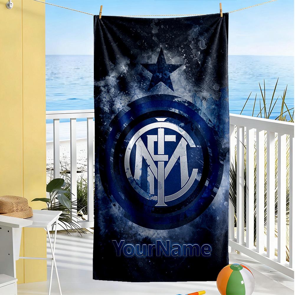 Inter Milan Personalized Text Beach Towel High Absorbency & Quick-Dry Suitable for Sports Travel Swimming Yoga Bathroom Beach And Pool