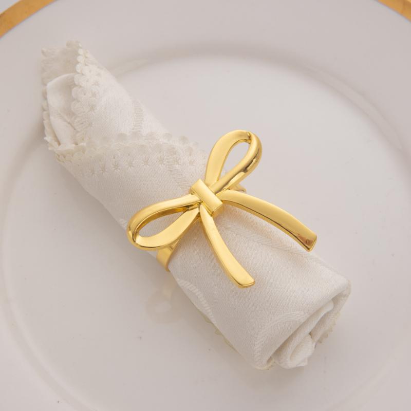Non-deformable Bow Napkin Rings Reusable Romantic Napkin Holders for Daily Dining Formal Event Table Decor