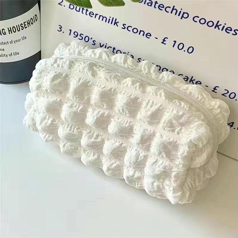 Soft Cute Cream Puff Pencil Bag Ins Style Large Capacity Creative Pencil Case Student Stationery Bag Fashion Storage Boxes