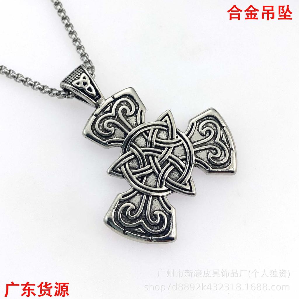 Vintage Nordic Style Knot Culture Meets Gold Pendant Titanium Steel Necklace Sweater Chain Accessories
