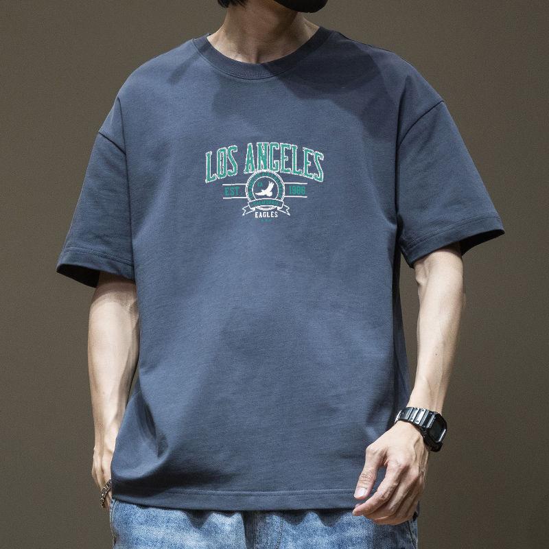 Summer Short Sleeved T-shirt Men's Loose Plus Size American Trendy Brand Ins Round Neck Half Sleeved Printed T-shirt Casual Comfortable Top